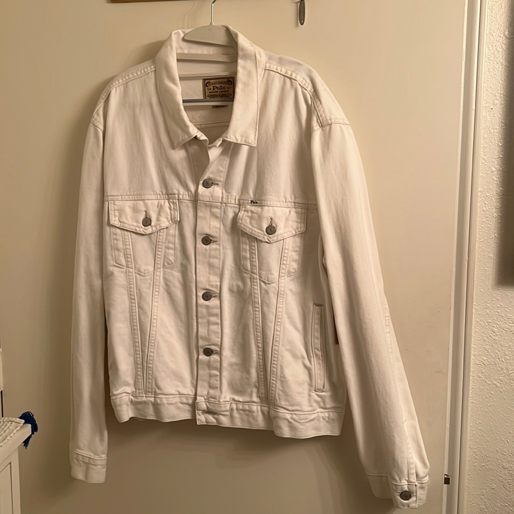 Brand new polo by Ralph Lauren white denim jacket size XXL